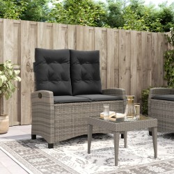vidaXL Sillón reclinable de jardín con cojines ratán sintético gris