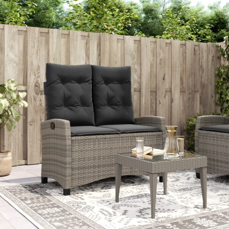 vidaXL Sillón reclinable de jardín con cojines ratán sintético gris