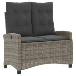 vidaXL Sillón reclinable de jardín con cojines ratán sintético gris