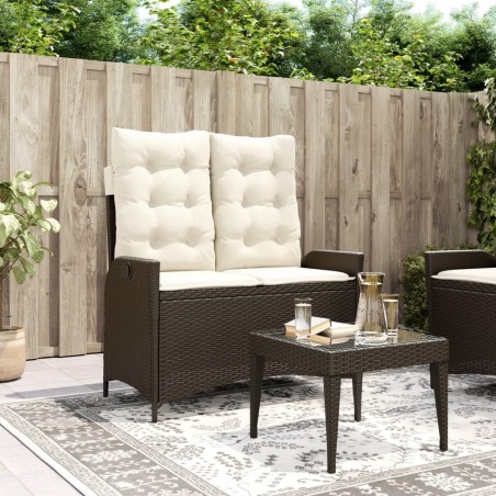 vidaXL Sillón reclinable de jardín con cojines ratán sintético marrón