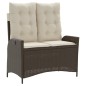 vidaXL Sillón reclinable de jardín con cojines ratán sintético marrón