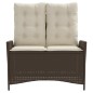 vidaXL Sillón reclinable de jardín con cojines ratán sintético marrón