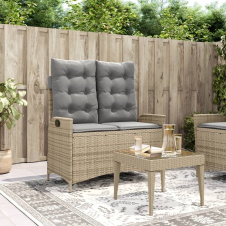 vidaXL Sillón reclinable de jardín con cojines ratán sintético beige