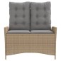vidaXL Sillón reclinable de jardín con cojines ratán sintético beige vidaXL Sillón reclinable de jardín con cojines ratán sintético beige