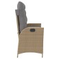 vidaXL Sillón reclinable de jardín con cojines ratán sintético beige vidaXL Sillón reclinable de jardín con cojines ratán sintético beige