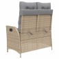 vidaXL Sillón reclinable de jardín con cojines ratán sintético beige vidaXL Sillón reclinable de jardín con cojines ratán sintético beige