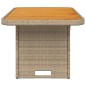 vidaXL Mesa de jardín ratán sintético madera acacia beige 90x55x71 cm vidaXL Mesa de jardín ratán sintético madera acacia beige 90x55x71 cm