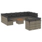 vidaXL Set sofás de jardín con cojines 13 piezas ratán sintético gris vidaXL Set sofás de jardín con cojines 13 piezas ratán sintético gris