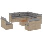 vidaXL Set de sofás de jardín 12 pzas y cojines ratán sintético marrón
