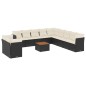 vidaXL Set de sofás de jardín 12 piezas cojines ratán sintético negro vidaXL Set de sofás de jardín 12 piezas cojines ratán sintético negro