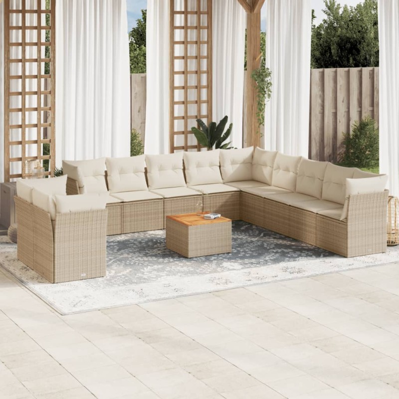 vidaXL Set de sofás de jardín 12 pzas y cojines ratán sintético marrón vidaXL Set de sofás de jardín 12 pzas y cojines ratán sintético marrón