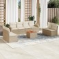 vidaXL Set de sofás de jardín 9 pzas con cojines ratán sintético beige vidaXL Set de sofás de jardín 9 pzas con cojines ratán sintético beige