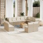 vidaXL Set sofás de jardín con cojines 13 pzas ratán sintético beige