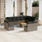 vidaXL Set sofás de jardín con cojines 13 piezas ratán sintético gris vidaXL Set sofás de jardín con cojines 13 piezas ratán sintético gris