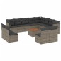 vidaXL Set sofás de jardín con cojines 13 piezas ratán sintético gris vidaXL Set sofás de jardín con cojines 13 piezas ratán sintético gris