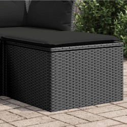 vidaXL Taburete de jardín de ratán sintético negro y cojín 55x55x37cm
