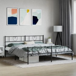 vidaXL Estructura de cama cabecero y pie de cama metal negro 193x203cm