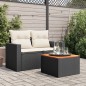 vidaXL Mesa de jardín de madera de acacia y ratán PE negro 55x55x37 cm vidaXL Mesa de jardín de madera de acacia y ratán PE negro 55x55x37 cm