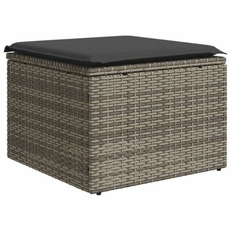 vidaXL Taburete de jardín con cojín ratán sintético gris 55x55x37cm