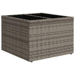 vidaXL Mesa de jardín superficie de cristal ratán PE gris 55x55x37 cm