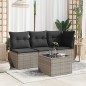 vidaXL Mesa de jardín superficie de cristal ratán PE gris 55x55x37 cm vidaXL Mesa de jardín superficie de cristal ratán PE gris 55x55x37 cm