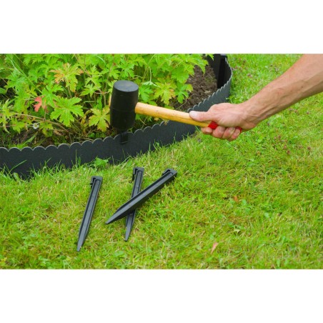 Nature Set de bordes de jardín con picas negro 13 cm x 12 m