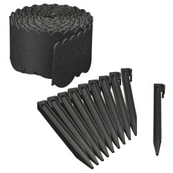 Nature Set de bordes de jardín con picas negro 13 cm x 12 m