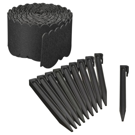 Nature Set de bordes de jardín con picas negro 13 cm x 12 m