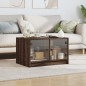 vidaXL Mesa de centro con puertas de vidrio marrón roble 68x50x42 cm vidaXL Mesa de centro con puertas de vidrio marrón roble 68x50x42 cm
