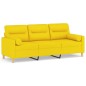 vidaXL Sofá de 3 plazas con cojines tela amarillo claro 180 cm vidaXL Sofá de 3 plazas con cojines tela amarillo claro 180 cm
