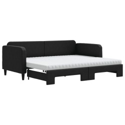 vidaXL Sofá cama nido con colchón tela negro 90x190 cm