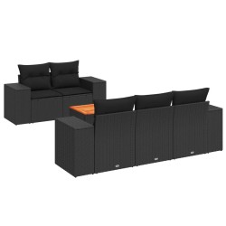 vidaXL Set de sofás de jardín 6 piezas y cojines ratán sintético negro