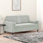 vidaXL Sofá de 2 plazas con cojines terciopelo gris claro 140 cm vidaXL Sofá de 2 plazas con cojines terciopelo gris claro 140 cm