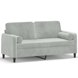 vidaXL Sofá de 2 plazas con cojines terciopelo gris claro 140 cm