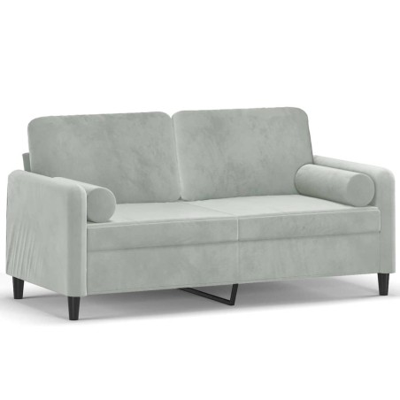 vidaXL Sofá de 2 plazas con cojines terciopelo gris claro 140 cm