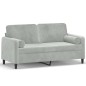vidaXL Sofá de 2 plazas con cojines terciopelo gris claro 140 cm vidaXL Sofá de 2 plazas con cojines terciopelo gris claro 140 cm