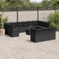 vidaXL Set sofás de jardín 14 pzas con cojines ratán sintético negro vidaXL Set sofás de jardín 14 pzas con cojines ratán sintético negro