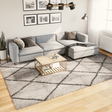 vidaXL Alfombra de pelo largo moderna beige y antracita 240x340 cm