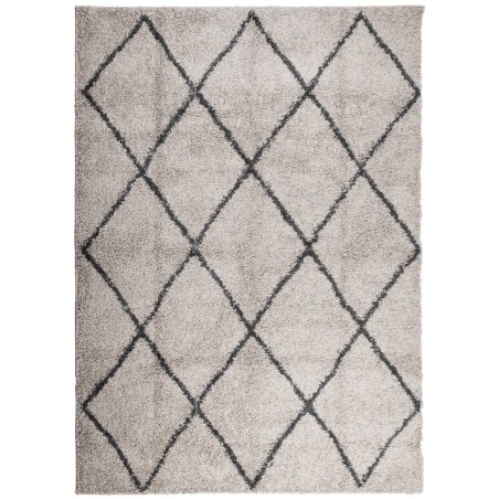 vidaXL Alfombra de pelo largo moderna beige y antracita 240x340 cm