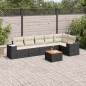 vidaXL Set de comedor de jardín 7 pzas y cojines ratán sintético negro