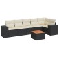 vidaXL Set de comedor de jardín 7 pzas y cojines ratán sintético negro
