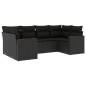 vidaXL Set de sofás de jardín 6 piezas y cojines ratán sintético negro vidaXL Set de sofás de jardín 6 piezas y cojines ratán sintético negro