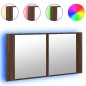 vidaXL Armario espejo de baño LED acrílico marrón roble 90x12x45 cm