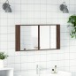 vidaXL Armario espejo de baño LED acrílico marrón roble 90x12x45 cm