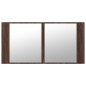 vidaXL Armario espejo de baño LED acrílico marrón roble 90x12x45 cm