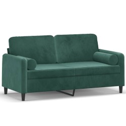 vidaXL Sofá de 2 plazas con cojines terciopelo verde oscuro 140 cm