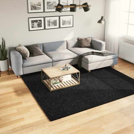 vidaXL Alfombra peluda de pelo largo moderna PAMPLONA negra 240x240 cm