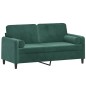 vidaXL Sofá de 2 plazas con cojines terciopelo verde oscuro 140 cm vidaXL Sofá de 2 plazas con cojines terciopelo verde oscuro 140 cm