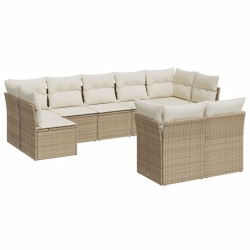 vidaXL Set de sofás de jardín 9 pzas con cojines ratán sintético beige