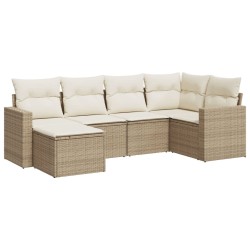 vidaXL Juego de sofás jardín con cojines 6 pzas ratán sintético beige